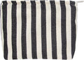 Flat Makeup Bag for Women,Zipper Cosmetic Pouch Purse,Stripe Black White