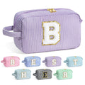 YOOLIFE Bridesmaid Proposal Gifts - Personalized Bridal Shower Bridesmaid Bride To Be Bachelorette Party Gifts Maid Matron Honor Gifts, Monogram Initial Purple Makeup Bag Cosmetic Bag, Purple B