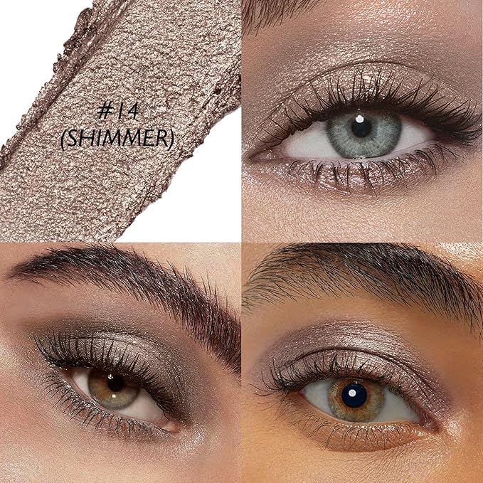 Wugbc Taupe Shimmer Eyeshadow Stick, Waterproof Cream Eye Shadow Pencil Long-Lasting Crease-Proof Glitter Eyeshadow Crayon Smooth High Pigmented Highlighter Blendable Neutral Eye Shadow Liner Makeup