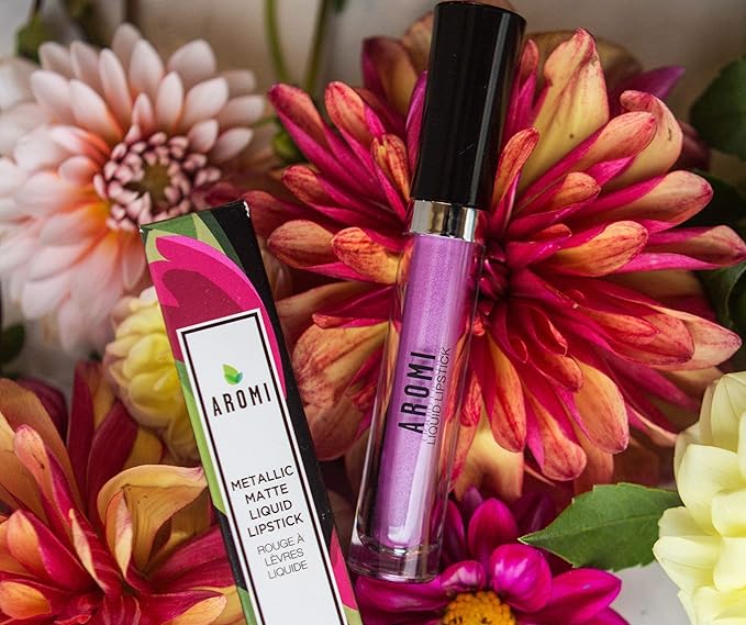 Aromi Bright Purple Lilac Metallic Liquid Lipstick (Purple Unicorn)