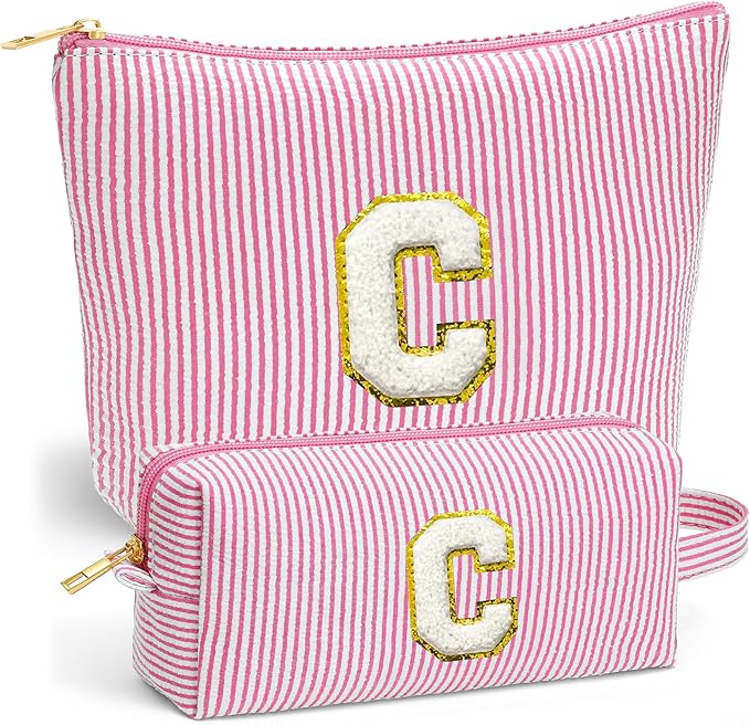 Fohufo Travel Makeup Bag Set - Initial Cosmetic Bag Cute Stuff, Gifts