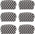 Checkered Makeup Bag for Purse, Small Travel Cosmetic Pouch,Black,6 Pack