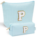 YOOLIFE Monogram Cute Initial Makeup Bag - Personalized Cosmetic Toiletry Pouch Make Up Case for Women, Her Best Friend, Sister, Teacher, Birthday Gifts