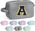 YOOLIFE Gifts for Women Teen Girls - Initial Makeup Bag Cosmetic Bag Toiletry Pouch, Personalized Birthday Gifts for Women Girls Mom Daughter Sister Friends, Black A