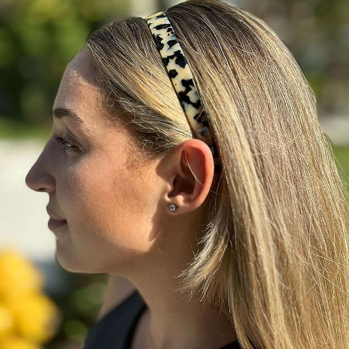 Camila Paris CP3467 French Headband for Women, Handmade White Tokyo, Strong Hold Grip Women's Hair Band, Ligth and Very Flexible, No Slip Durable Styling Girls Hair Accessories, Made in France