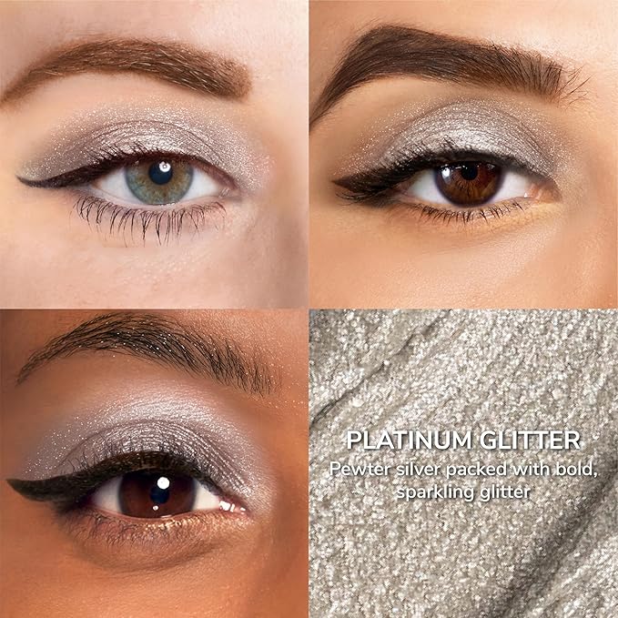 SeneGence ShadowSense EyeShadow, Platinum Glitter, 0.14 Oz, Shimmer Metallic Cream to Powder Eyeshadow, Long-Lasting, Anti-Aging, Waterproof, Smudge-Proof Formula for Flawless All-Day Wear