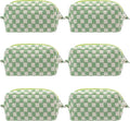 Checkered Makeup Bag for Purse, Small Cosmetic Pouch,Light Green,6 Pack