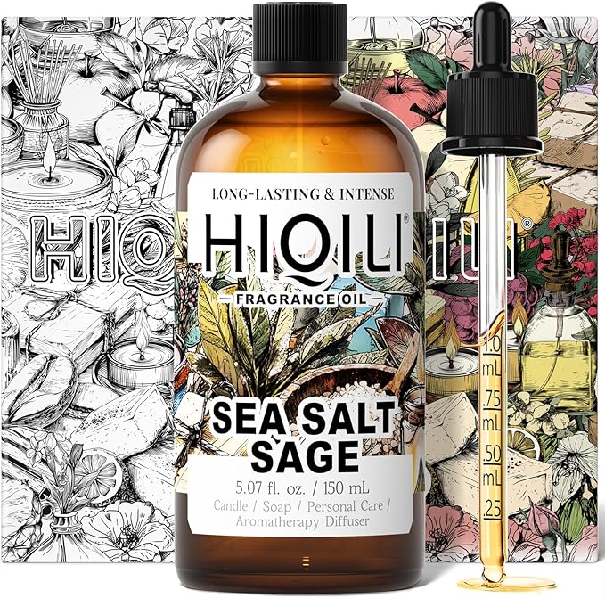 HIQILI Sea Salt Sage Fragrance Oil for Diffuser, DIY Perfume - 5.07 Fl Oz