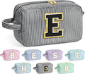 YOOLIFE Birthday Gifts for 6 7 8 9 10 11 12 13 14 15 Year Old Teen Girl - Initial Makeup Bag Letter Toiletry Pouch Cosmetic Case, Personalized Teen Girl Gifts Trendy Stuff Party Favor, Black E
