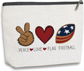 kdxpbpz Football Travel Pouch Flag Football Bag Football Gifts Football Mom Gifts C Team Coach Gifts Sport Fans Gifts for Football Lovers Players Birthday Gifts - Peace Love Flag Football