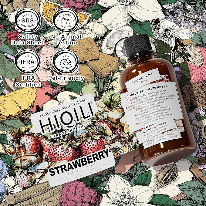 HIQILI Strawberry Fragrance Oil, DIY Fruity Scent Perfume - 1 Fl Oz