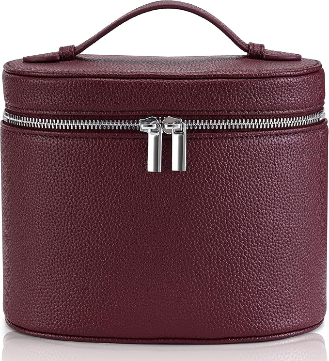 UUYUUY Makeup Bag Vanity Case Cosmetic Bag with Removable Divider Travel Toiletry Bag for Women Portable Make up Box Organizer, Burgundy