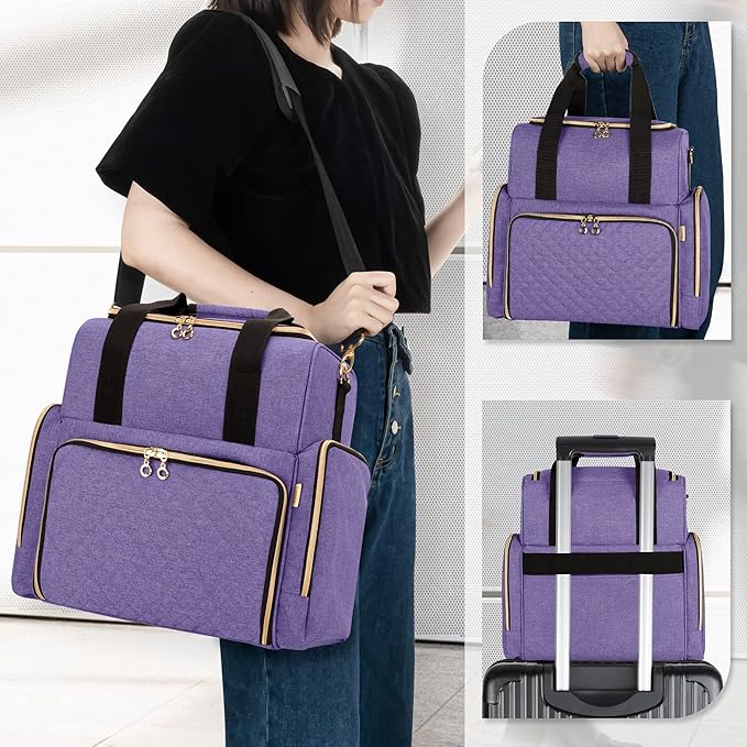 LUXJA Large Travel Makeup Bag with 3 Removable Makeup Cases, Purple