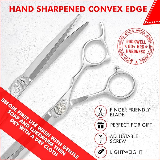 Nixcer Professional Series Hair Cutting Scissors, 6.25" Arc Convex