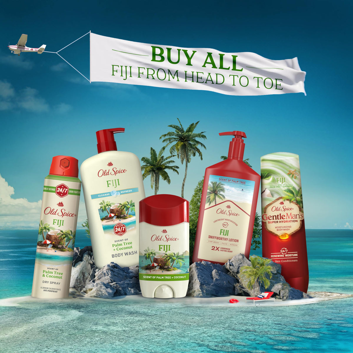 Old Spice Cleansing Body Wash for Men, 24/7 Shower Fresh with Lasting Scent, Cleanse & Refresh, Gentle on Skin, Vitamin B3, Fiji with Palm Tree + Coconut Scent, 25 oz (Pack of 4)
