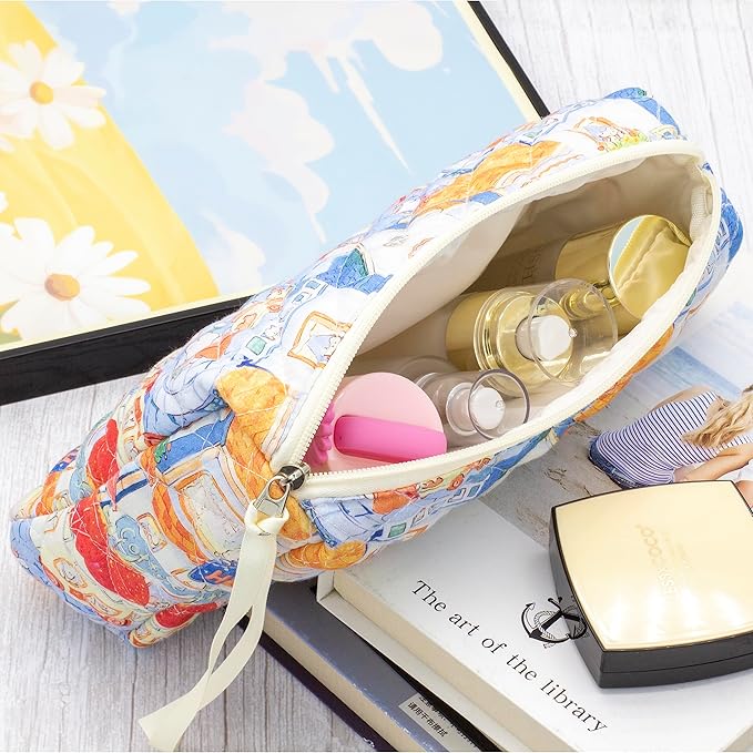 3 Piece Quilted Makeup Bag Set for Women,Cosmetic&Toiletry Bag,Little Bunny