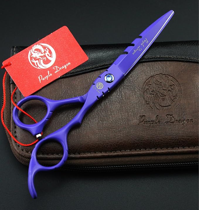 Purple Dragon 6 in Hair Cutting Scissors Kit with Bag for Barbers - Violet