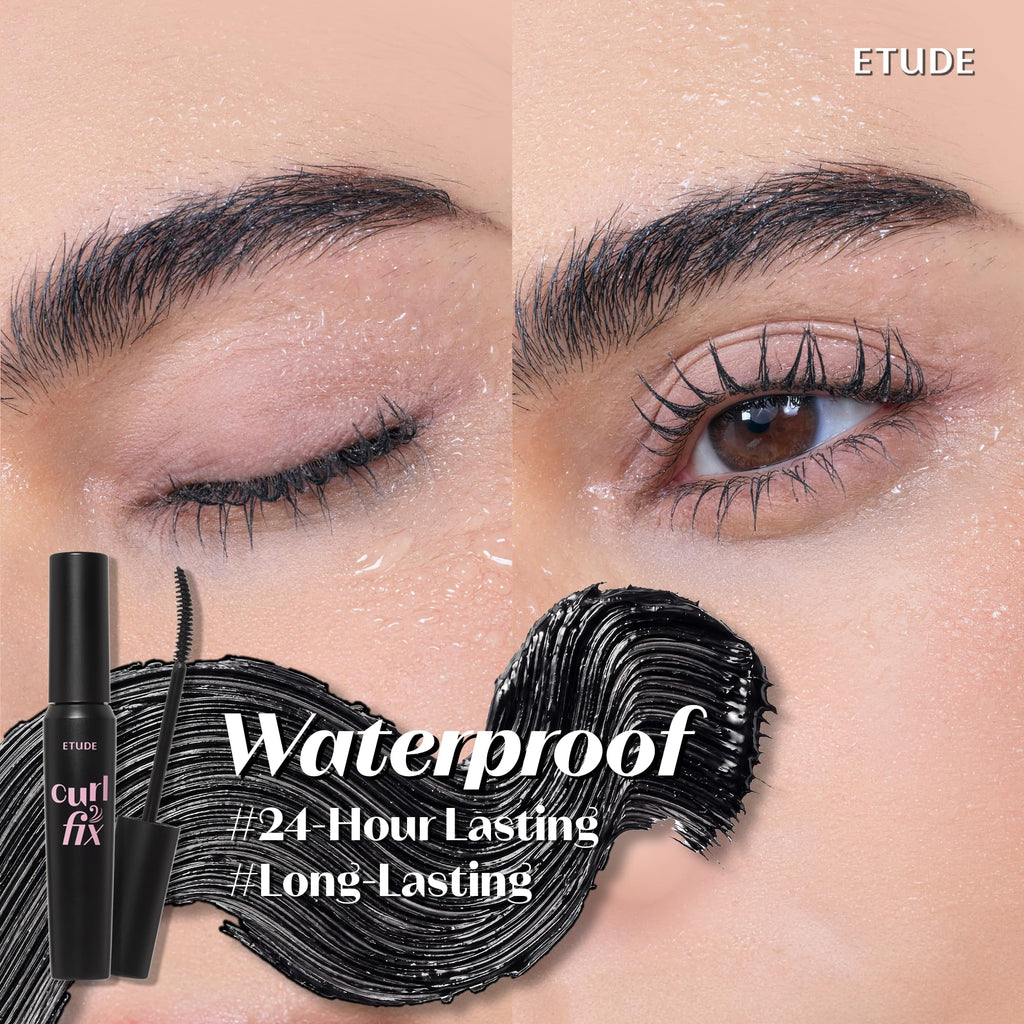 ETUDE Curl Fix Mascara Volume 1+1 Set, Lash Mascara, Strong Curl Up, Long-Lasting, Waterproof, Light-Weight, Korean Makeup, Beauty, Vegan Certified (0.54 Fl Oz)
