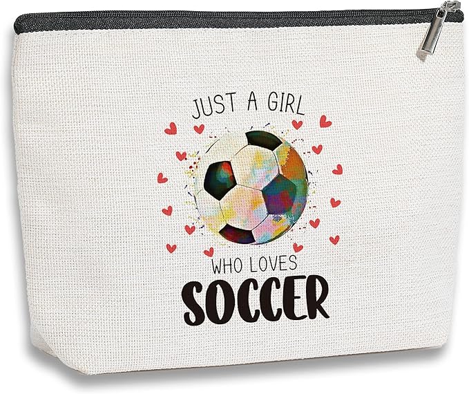 kdxpbpz Soccer Gifts Cosmetic Bag, Soccer Coach Gifts, Team Gift for Lovers Players Fans Birthday Gifts for Women Friend Sister BFF Bestie Her