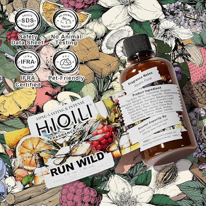 HIQILI Run Wild Fragrance Oil for Candle, Soap & Diffuser