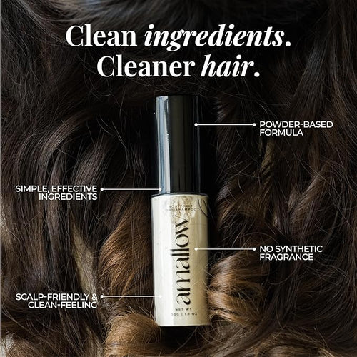 Amallow - Non Toxic Dry Shampoo Powder - With Organic Ingredients - Arrowroot, Bentonite Clay, Aloe Vera, & Essential Oils - No Talc, No Aerosol - Men & Women - Great For Travel
