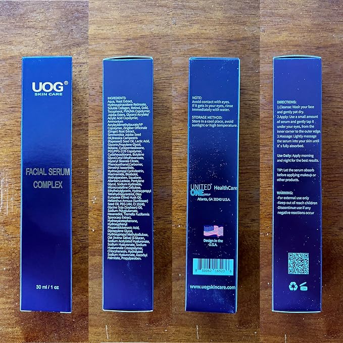 UOG (United One) Face Serum Complex – Hydrating & Firming Face Serum| Lifts, Tightens & Improves Skin Texture | Reduces Fine Lines & Wrinkles for Neck & Jawline | 30ml/1 oz