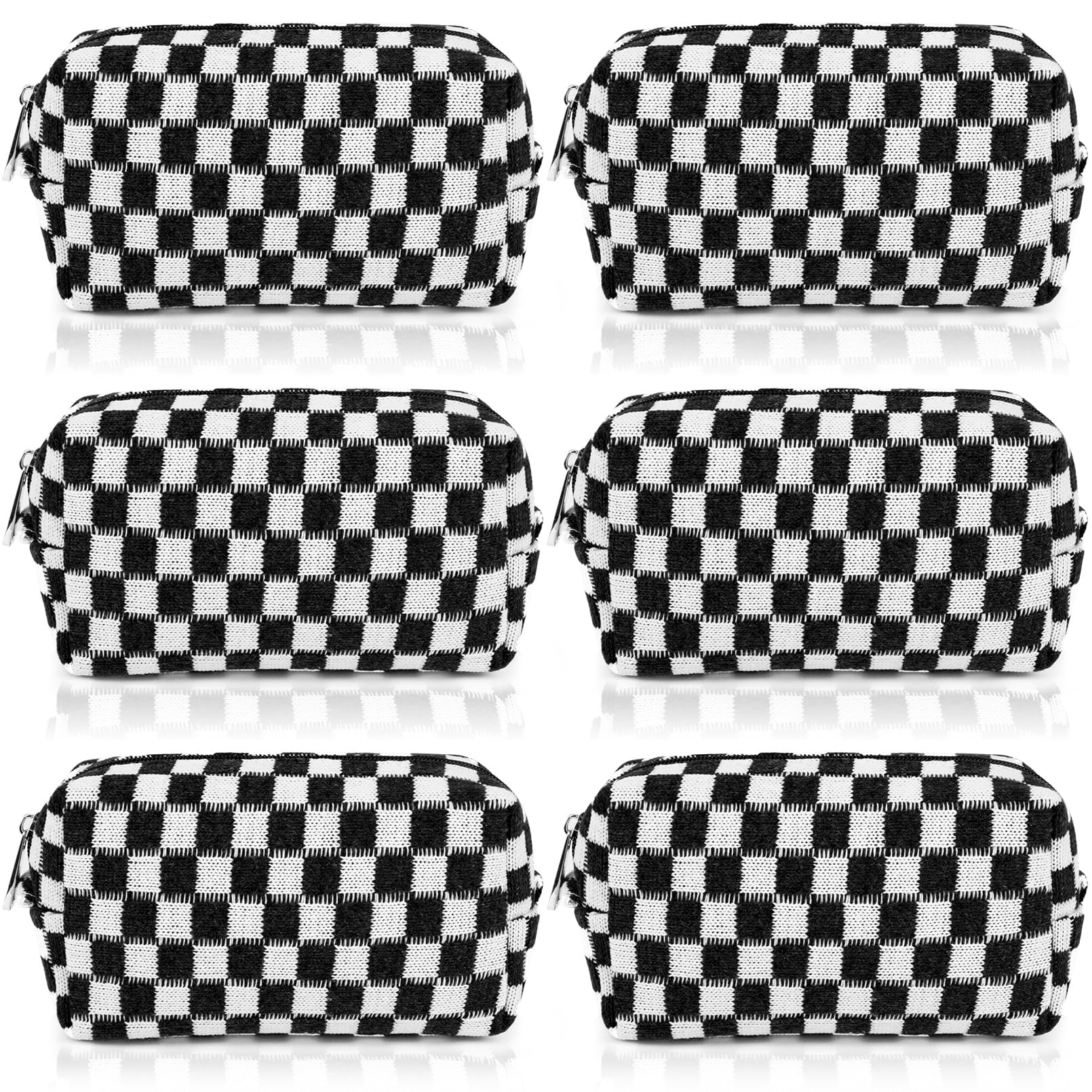 SOIDRAM Checkered Makeup Bag Preppy Cosmetic Bag Bulk Black Makeup Pouch Personalize Travel Toiletry Bag Organizer Cute DIY Makeup Brushes Storage Bag for Women