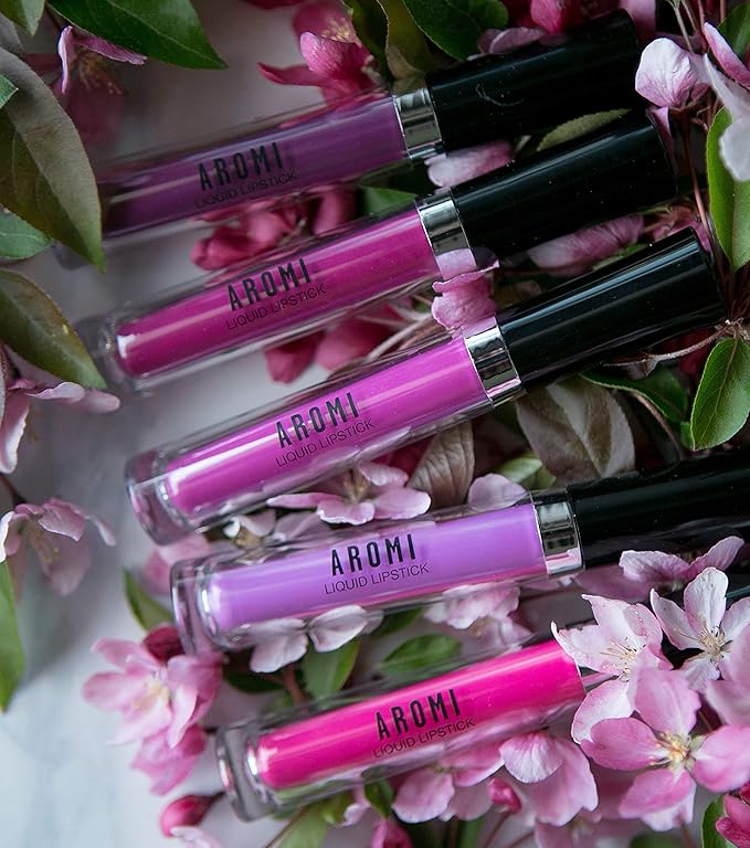 Aromi Pink Peonies Matte Liquid Lipstick, Magenta Fuchsia
