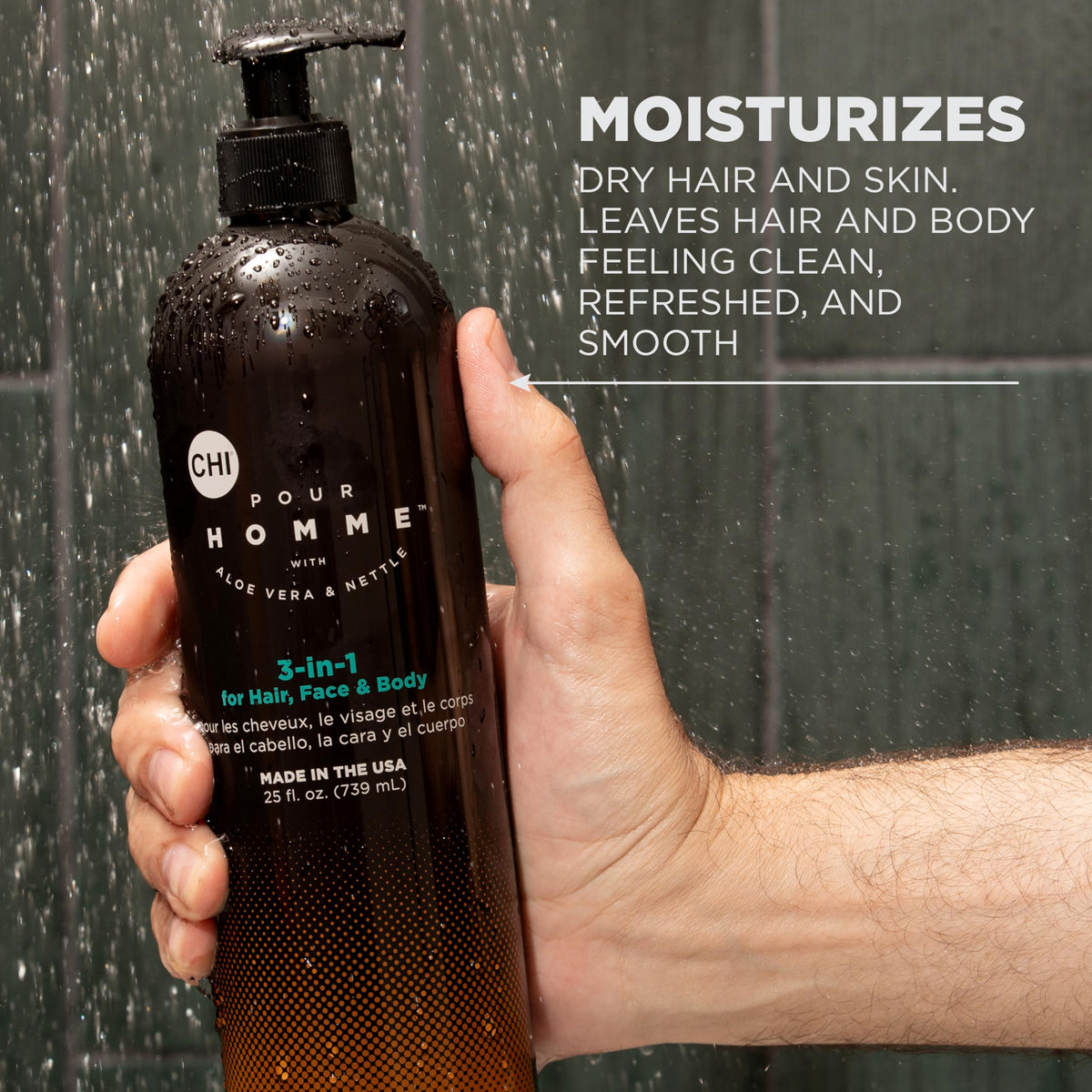 CHI pour Homme 3-in-1 Cleansing Hair, Face & Body Wash for Men, 25 oz