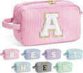 YOOLIFE Birthday Gifts for Women Teen Girls Daughter Sister Friend, Initial Makeup Bag Toiletry Bag Cosmetic Bag, Pink A