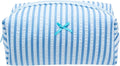 PAZIMIIK Cozy Makeup Bag for Women,Zipper Cosmetic Pouch,Stripe Lake Blue