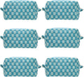 Checkered Makeup Bag for Purse, Small Cosmetic Pouch,Lake Blue,6 Pack