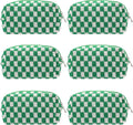 Checkered Makeup Bag for Purse, Small Travel Cosmetic Pouch,Green,6 Pack