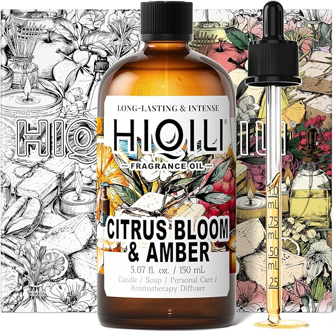 HIQILI Citrus Bloom & Amber Fragrance Oil for Candle, Soap & Diffuser
