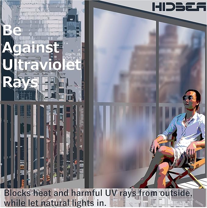 HIDBEA One Way Window Privacy Film, Black Silver, 35.4 x 393.7 Inch
