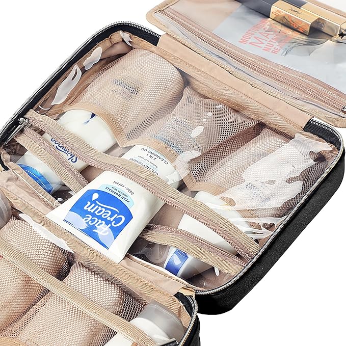 NISHEL Travel Toiletry Bag for women, Portable Hanging makeup Organizer