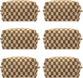 Checkered Makeup Bag for Purse, Small Travel Cosmetic Pouch,Coffee,6 Pack