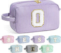 YOOLIFE Initial Makeup Bag for Women - Monogram Cute Makeup Bag Cosmetic Case Toiletry Pouch for Women Her Best Friend Sister Teacher, Personalized Birthday Gifts for Women, Purple O