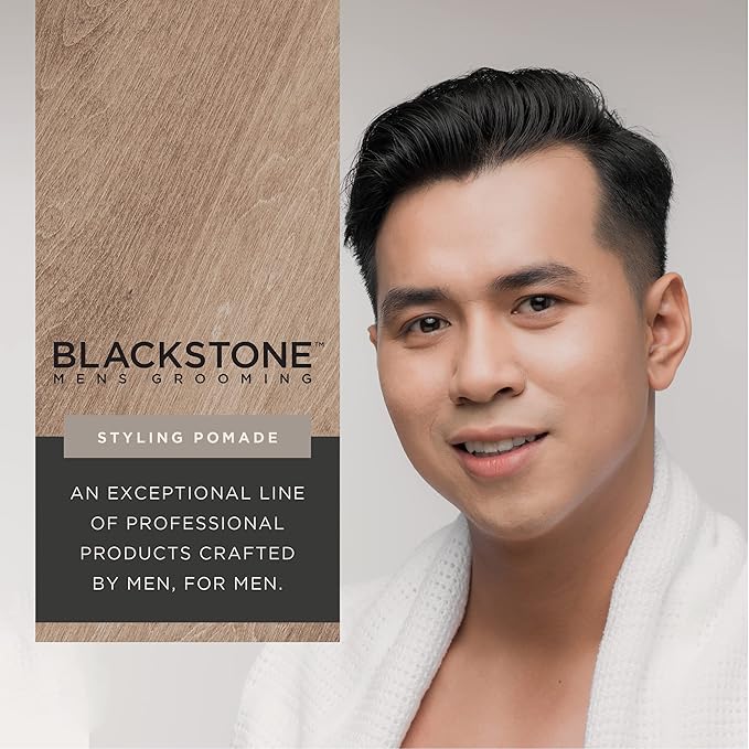 Blackstone Men's Grooming Hair Styling Pomade - Medium Hold with Natural Shine | Bourbon + Cedar (4 oz)