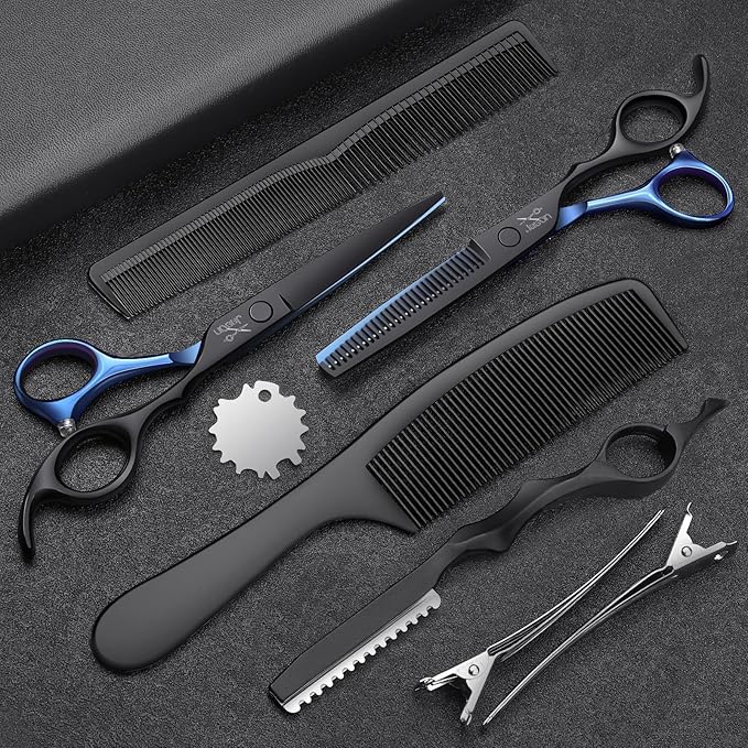 JASON Hair Cutting Scissors Set - 6" Professional 10 PCS Haircut Shears Kit