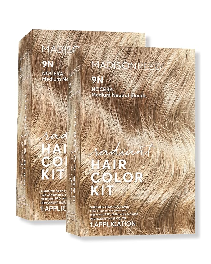 Madison Reed Radiant Hair Color Kit - 9N Medium Neutral Blonde (Nocera Blonde), Permanent Hair Dye, Dimensional Gray Hair Blending | PPD-Free & Ammonia-Free, 2 Pack