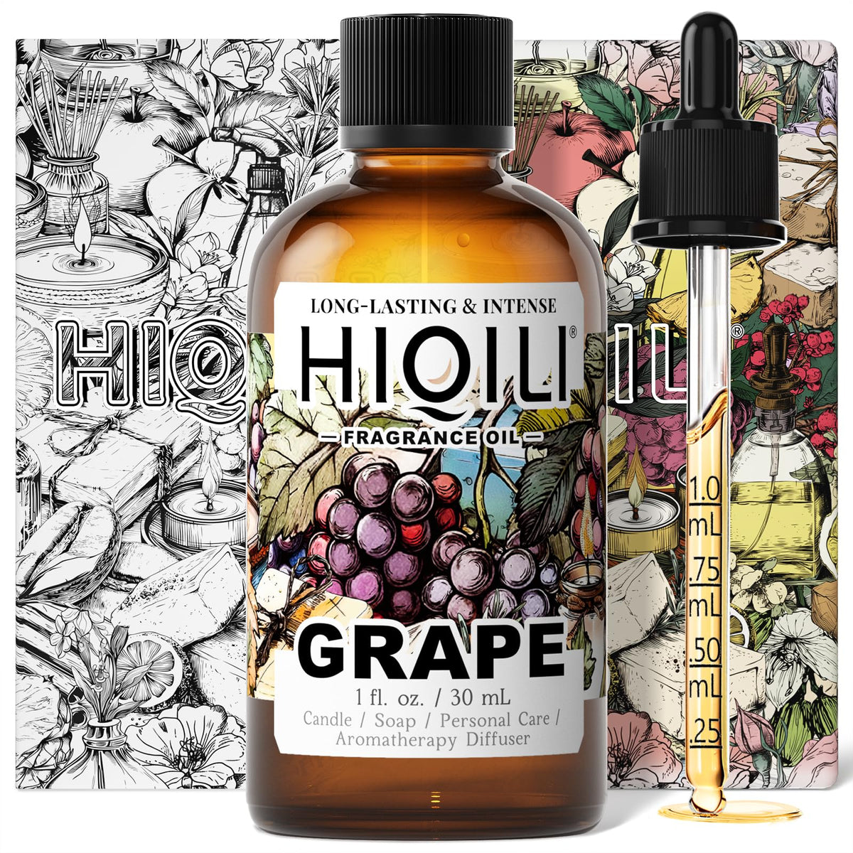 HIQILI Grape Fragrance Oil for Diffusers, Perfume & Room Spray - 5.07 Fl Oz
