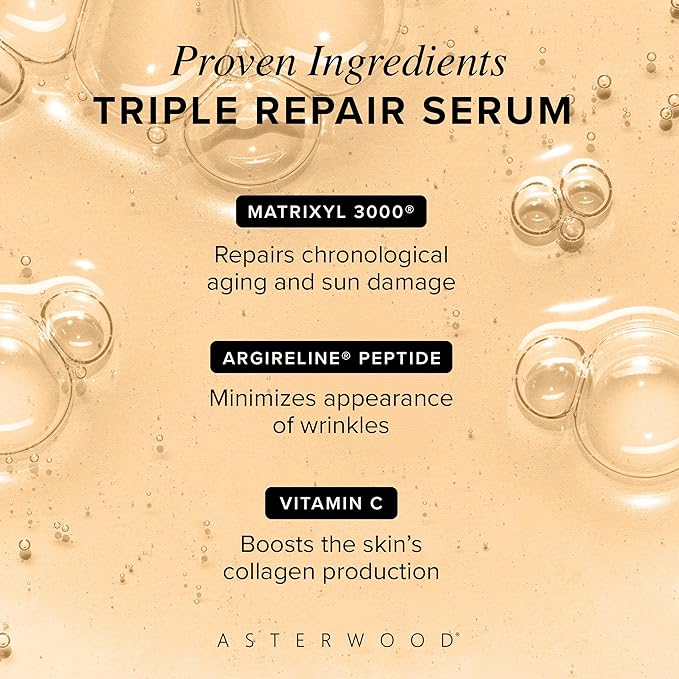 Asterwood Triple Repair Peptide Serum, Matrixyl 3000, Argireline & Vit. C
