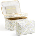 HBselect 2Pcs Travel Makeup Bag Large Quilted Cosmetic Bag Make up Bag