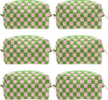 Checkered Makeup Bag for Purse, Small Cosmetic Pouch,Pink Green,6 Pack