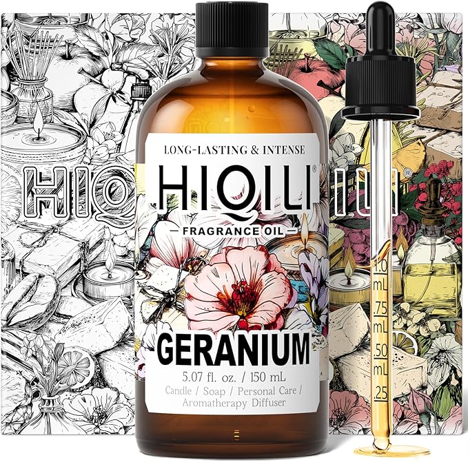 HIQILI Geranium Fragrance Oil for Diffuser & Soap Making - 5.07 Fl Oz