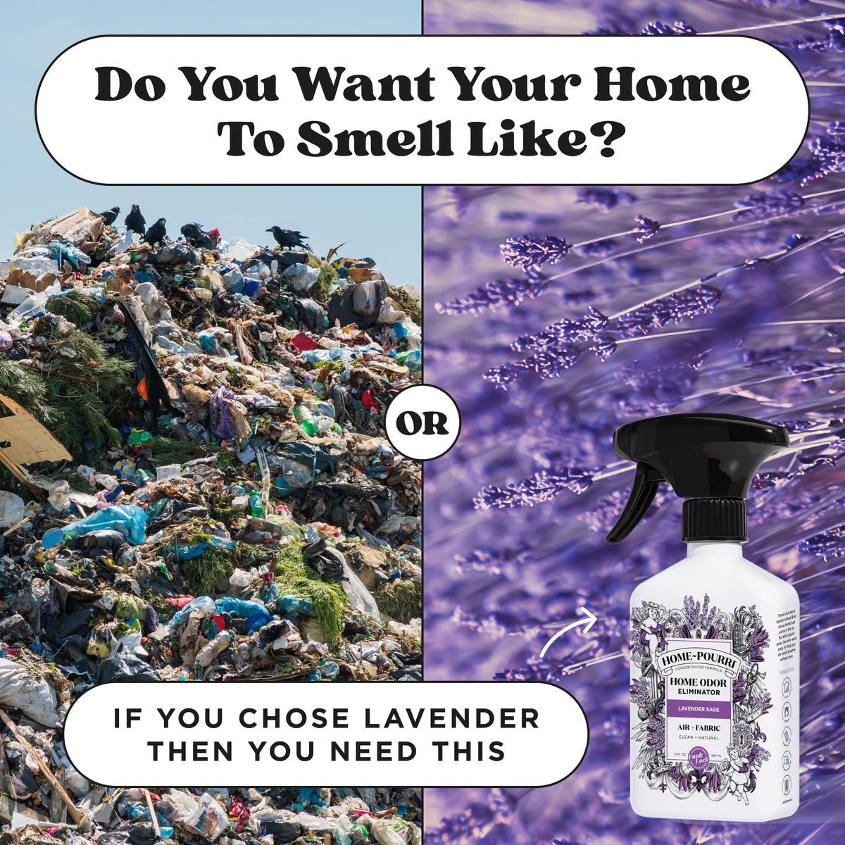Home-Pourri Air + Fabric Odor Freshener Spray, Lavender Sage, 11 Fl Oz
