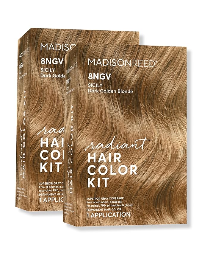 Madison Reed Radiant Hair Color Kit - 8NGV Dark Golden Blonde with Champagne Tones (Sicily), Permanent Hair Dye, Dimensional Gray Hair Blending | PPD-Free & Ammonia-Free, 2 Pack