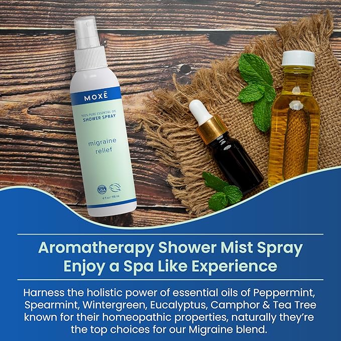 MOXĒ Migraine Shower Steamer Spray for Headaches & Tension Relief, 4oz