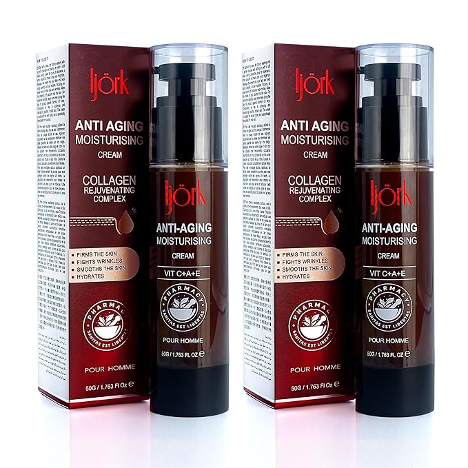 ljörk 2 x Men’s Anti-Aging for Face and Neck – Anti Wrinkle and Skin Toning | Moisturizer for Firm, Smooth Skin | Lightweight & Non-Greasy | Unscented